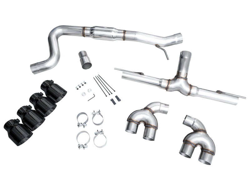Load image into Gallery viewer, AWE MK8 Volkswagen Golf R 3in Track Edition Quad Exhaust - Diamond Black Tips

