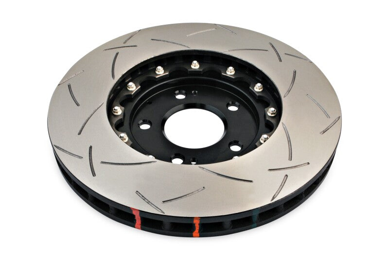 Load image into Gallery viewer, DBA 03-05 Evo 8/9 Front Slotted 5000 Series 2 Piece Rotor Assembled w/ Black Hat

