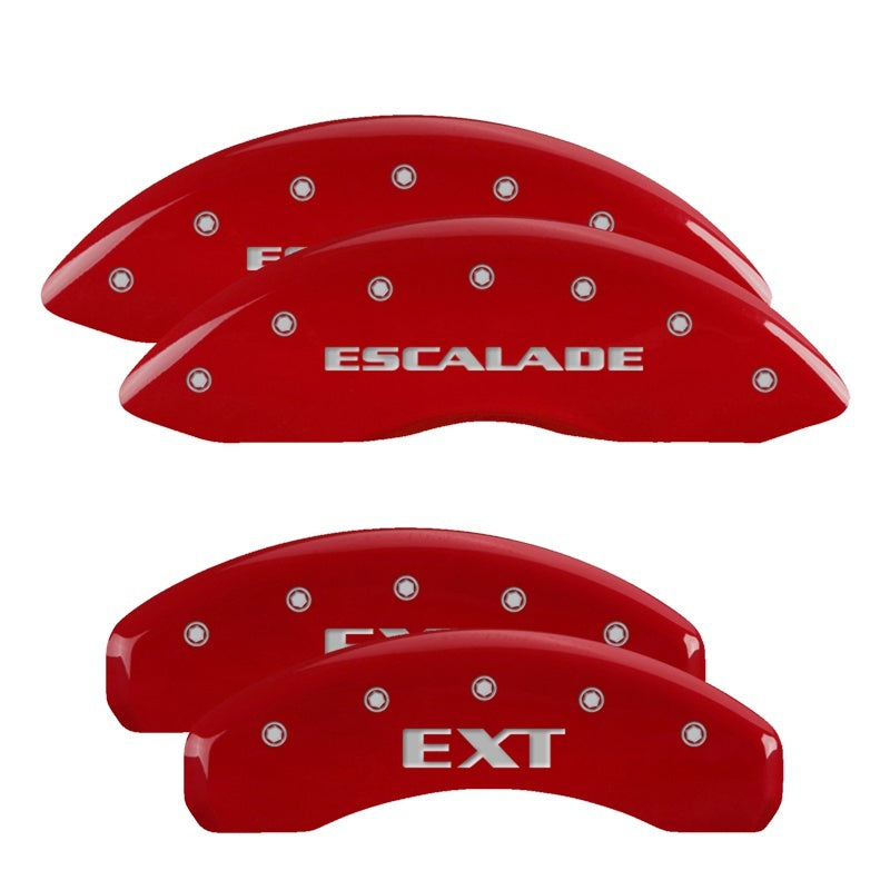 Load image into Gallery viewer, MGP 4 Caliper Covers Engraved Front Cadillac Engraved Rear ATS Red finish silver ch
