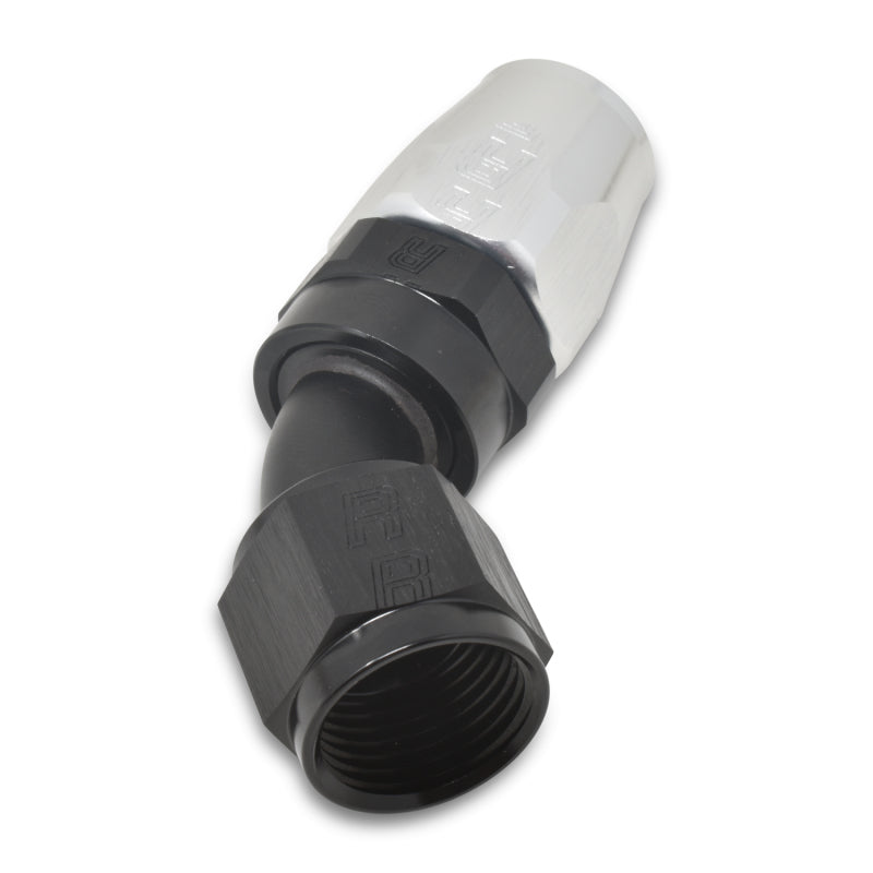 Load image into Gallery viewer, Russell Performance -6 AN Black/Silver 45 Degree Full Flow Hose End
