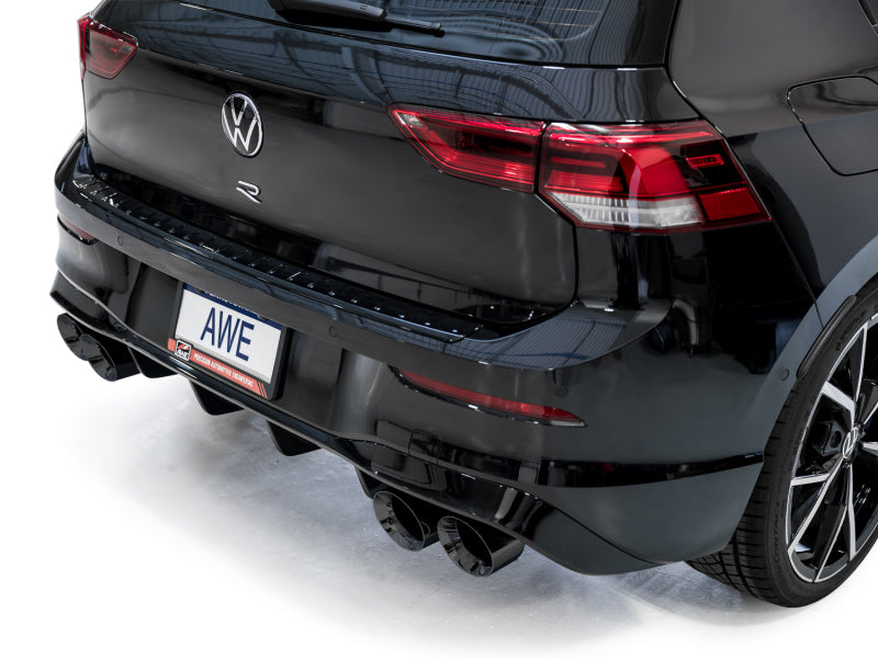 Load image into Gallery viewer, AWE MK8 Volkswagen Golf R 3in Track Edition Quad Exhaust - Diamond Black Tips
