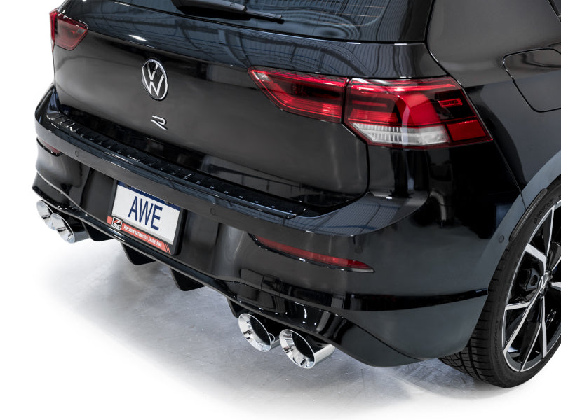 Load image into Gallery viewer, AWE MK8 Volkswagen Golf R 3in Touring Edition Quad Exhaust - Chrome Silver Tips
