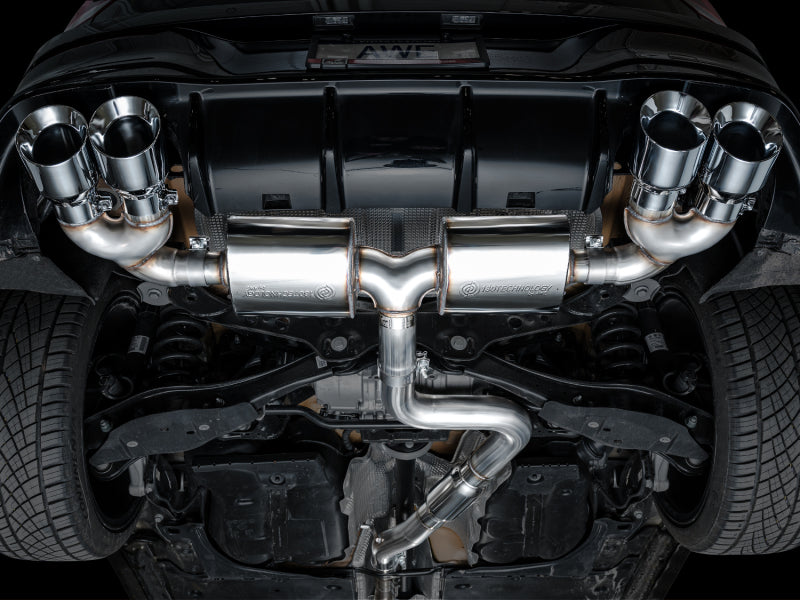 Load image into Gallery viewer, AWE MK8 Volkswagen Golf R 3in Touring Edition Quad Exhaust - Chrome Silver Tips
