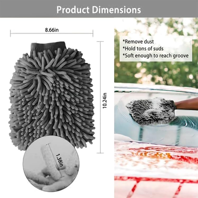 Load image into Gallery viewer, WASH&amp;WHIPS Chenille Premium Scratch-Free Microfiber Lint-Free Blue Wash Mitt 8" x 10"in &amp; Black Pitstop Particle Interceptor
