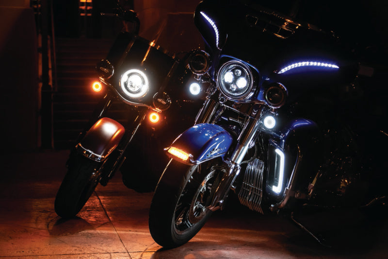 Load image into Gallery viewer, Kuryakyn Tracer L.E.D. Front Turn Signal Insert, White/Amber Light, Smoke Lens 1157
