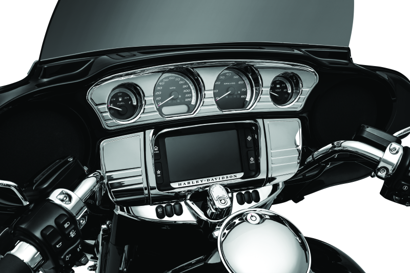 Load image into Gallery viewer, Kuryakyn Tri-Line Gauge Trim 14-Up Touring Models Chrome
