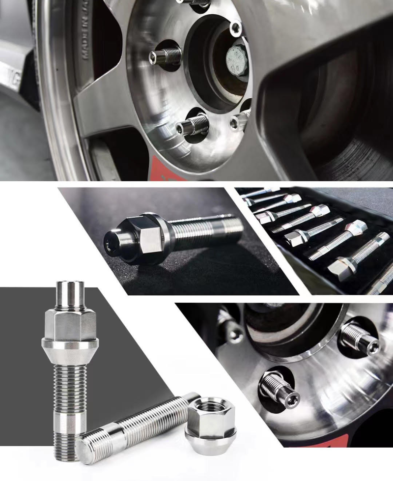 Load image into Gallery viewer, Wheel Mate Titanium Wheel Stud Conversion (Raw Ti) - M14x1.25 to M14x1.5 - 74mm - 60deg Lug Nut
