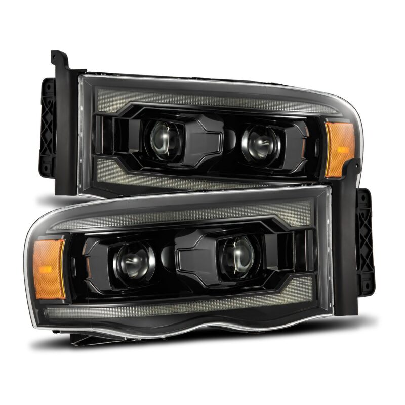 Load image into Gallery viewer, AlphaRex 02-05 Dodge Ram 1500 LUXX LED Proj Headlights Alpha Black w/Activ Light/Seq Signal
