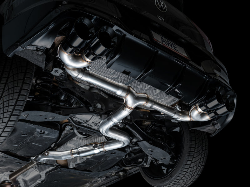 Load image into Gallery viewer, AWE MK8 Volkswagen Golf R 3in Track Edition Quad Exhaust - Diamond Black Tips
