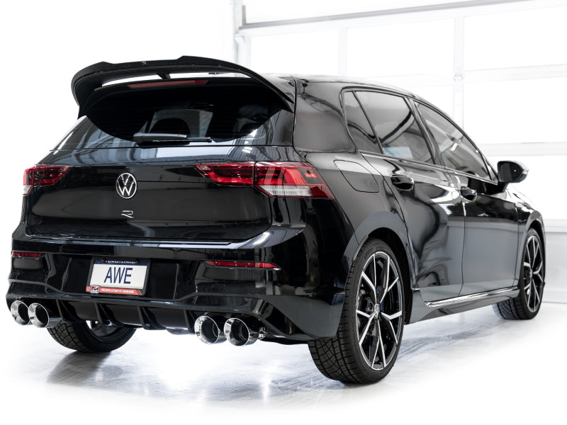Load image into Gallery viewer, AWE MK8 Volkswagen Golf R 3in Touring Edition Quad Exhaust - Chrome Silver Tips
