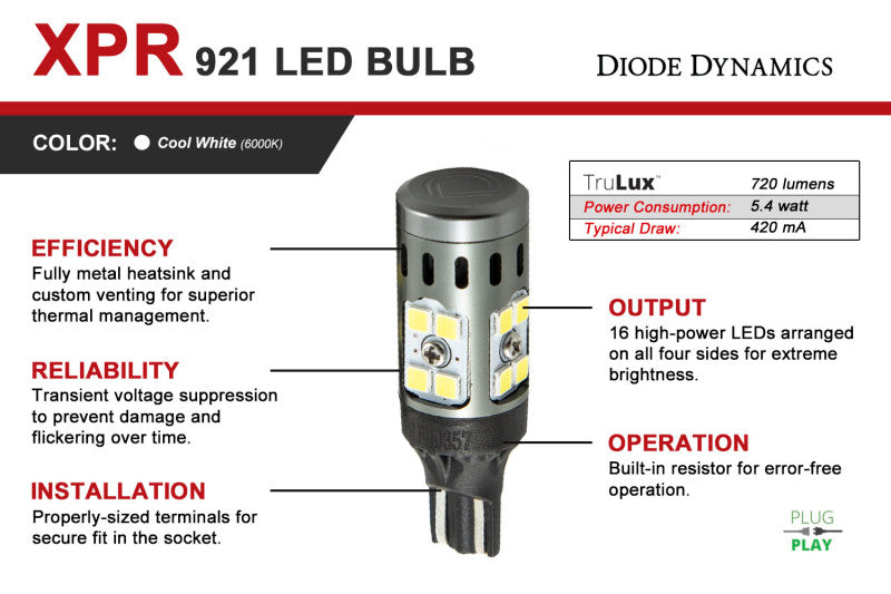 Load image into Gallery viewer, Diode Dynamics 921 XPR LED Bulb - Cool - White (Pair)

