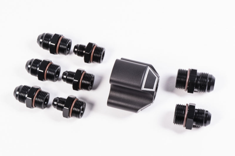 Load image into Gallery viewer, Radium Engineering 3 Into 1 Distribution Block w/ Fittings
