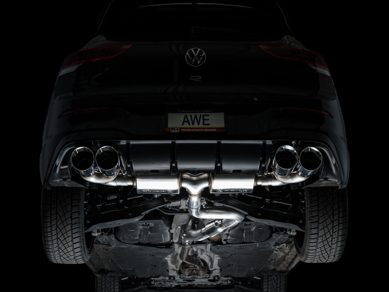 Load image into Gallery viewer, AWE MK8 Volkswagen Golf R 3in Touring Edition Quad Exhaust - Chrome Silver Tips
