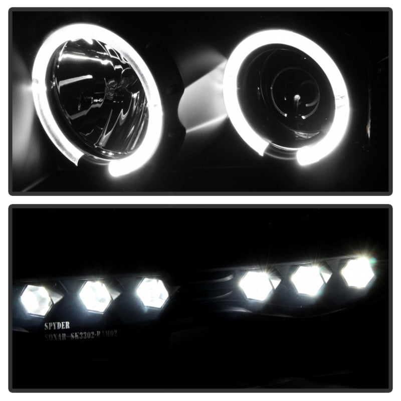 Load image into Gallery viewer, Spyder Dodge Ram 1500 02-05 03-05 Projector Headlights LED Halo LED Blk Smke PRO-YD-DR02-HL-BSM

