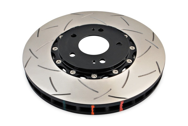 Load image into Gallery viewer, DBA 03-05 Evo 8/9 Front Slotted 5000 Series 2 Piece Rotor Assembled w/ Black Hat
