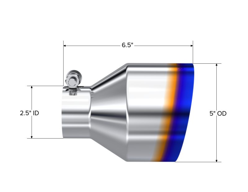 Load image into Gallery viewer, MBRP Univ. T304 Stainless Steel Burnt End Tip 2.5in ID / 5in OD / 6.5in Length Angle Cut Single Wall
