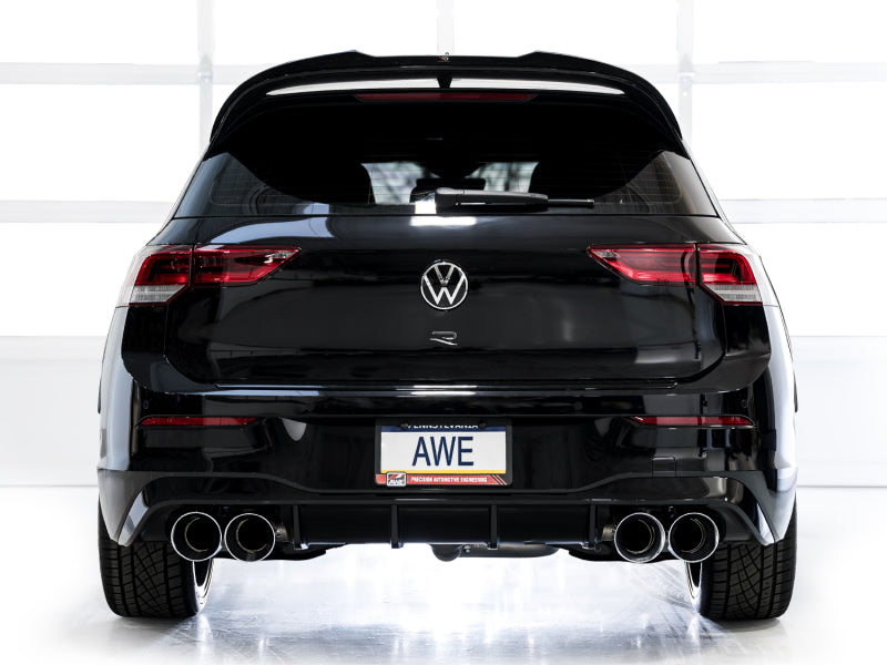 Load image into Gallery viewer, AWE MK8 Volkswagen Golf R 3in Touring Edition Quad Exhaust - Chrome Silver Tips
