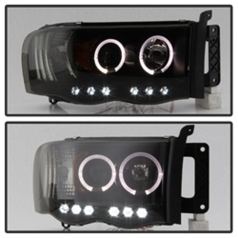 Load image into Gallery viewer, Spyder Dodge Ram 1500 02-05 03-05 Projector Headlights LED Halo LED Blk Smke PRO-YD-DR02-HL-BSM
