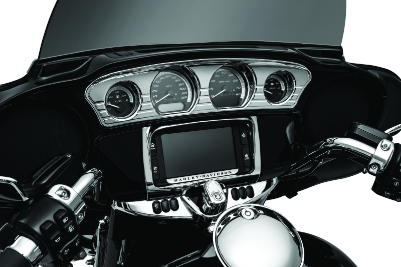 Load image into Gallery viewer, Kuryakyn Tri-Line Gauge Trim 14-Up Touring Models Chrome
