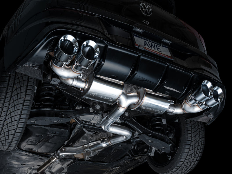 Load image into Gallery viewer, AWE MK8 Volkswagen Golf R 3in Touring Edition Quad Exhaust - Chrome Silver Tips
