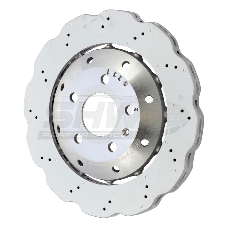 Load image into Gallery viewer, SHW 13-15 Audi RS5 4.2L Rear Drilled-Dimpled Lightweight Wavy Brake Rotor (8T0615601A)
