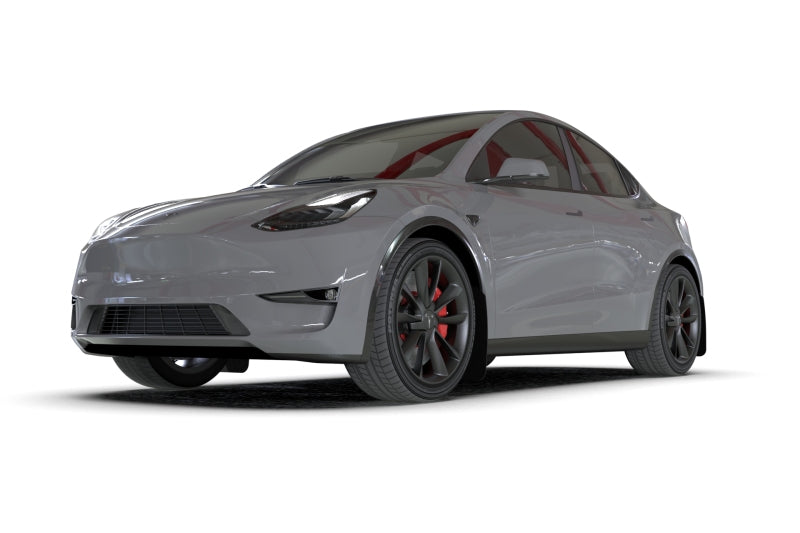 Load image into Gallery viewer, Rally Armor 20-22 Tesla Model Y Black Mud Flap - Metallic Black Logo
