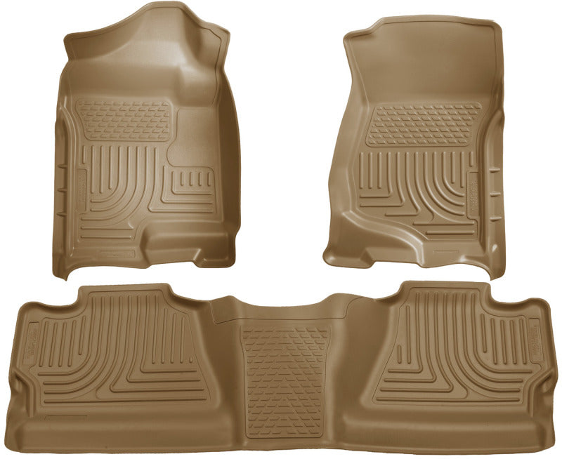 Load image into Gallery viewer, Husky Liners 07-12 Chevy Silverado/GMC Sierra Crew Cab WeatherBeater Combo Tan Floor Liners
