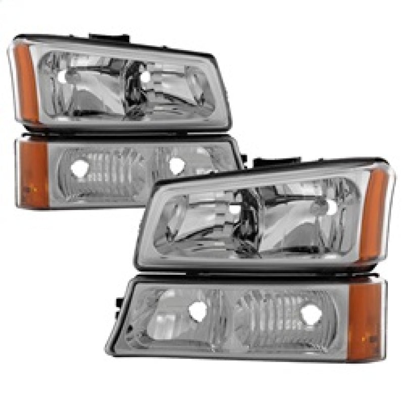 Load image into Gallery viewer, Xtune Chevy Silverado 2500HD 03-06 Crystal Headlights w/ Bumper Lights Chrome HD-JH-CSIL03-AM-C-SET
