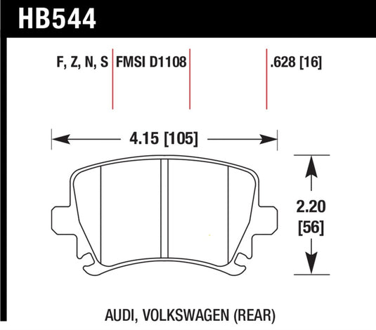 Hawk 2006-2009 Audi A3 TFSIi Quattro 2.0 HPS 5.0 Rear Brake Pads - Fuel Injector Connection