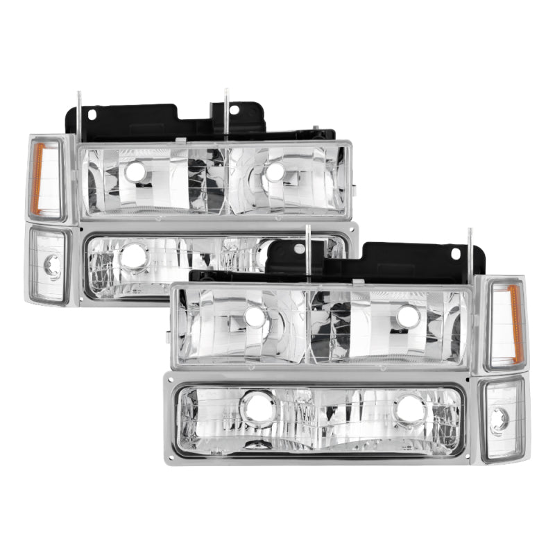 Load image into Gallery viewer, Xtune Chevy Suburban 94-98 Headlights w/ Corner &amp; Parking Lights 8pcs Chrome HD-JH-CCK88-AM-C-SET
