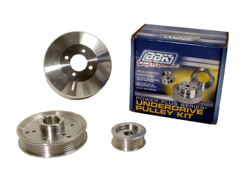 Load image into Gallery viewer, BBK 96-01 Mustang 4.6 GT Cobra Underdrive Pulley Kit - Lightweight CNC Billet Aluminum (3pc)
