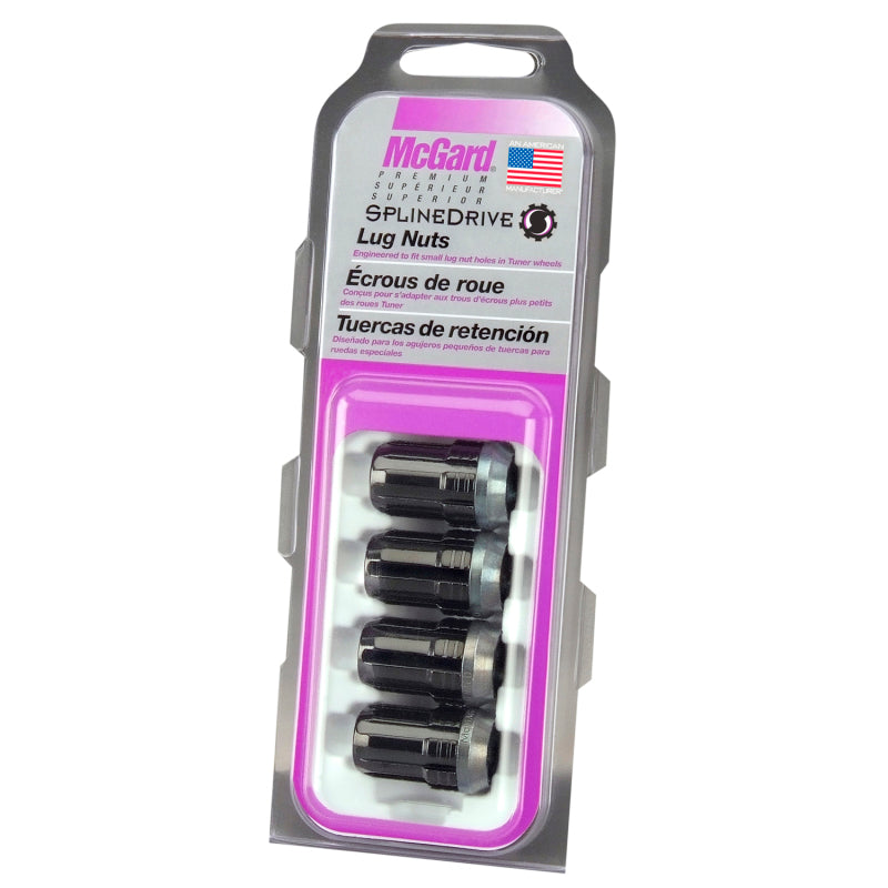 Load image into Gallery viewer, McGard SplineDrive Lug Nut (Cone Seat) M12X1.5 / 1.24in. Length (4-Pack) - Black (Req. Tool)
