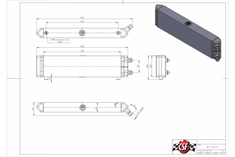 Load image into Gallery viewer, CSF Universal Dual-Pass Internal/External Oil Cooler - 22.0in L x 5.0in H x 2.25in W
