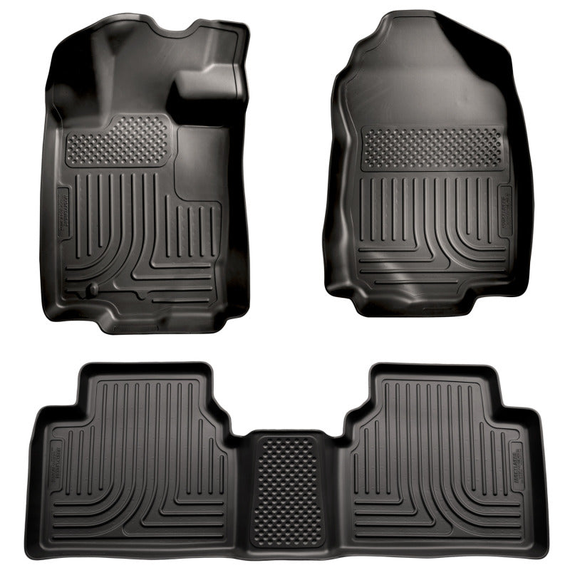 Load image into Gallery viewer, Husky Liners 10-12 Ford Fusion/Lincoln MKZ (FWD) WeatherBeater Combo Black Floor Liners
