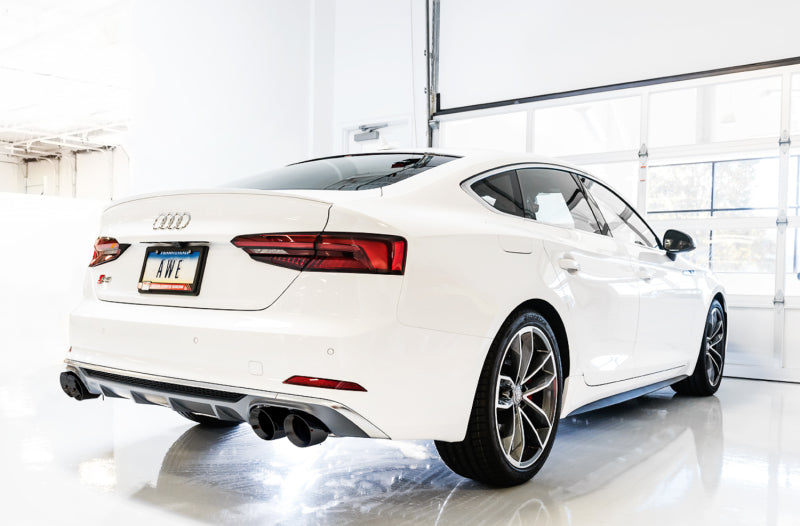 Load image into Gallery viewer, AWE Tuning Audi B9 S4 Track Edition Exhaust - Non-Resonated (Black 102mm Tips)
