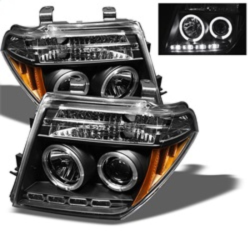 Load image into Gallery viewer, Spyder Nissan Frontier 05-08 Projector Headlights LED Halo LED Blk PRO-YD-NF05-HL-BK
