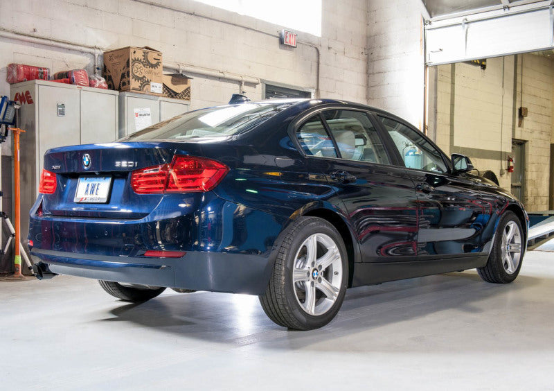 Load image into Gallery viewer, AWE Tuning 13-18 BMW 320i (F30) Touring Edition Exhaust w/ Perfomance Mid Pipe - Diamond Black Tips
