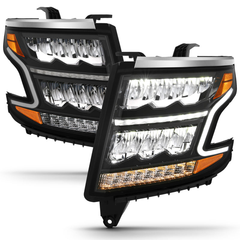 Load image into Gallery viewer, ANZO 15-20 Chevy Tahoe/Suburban LED Light Bar Style Headlights Black w/Sequential w/DRL w/Amber
