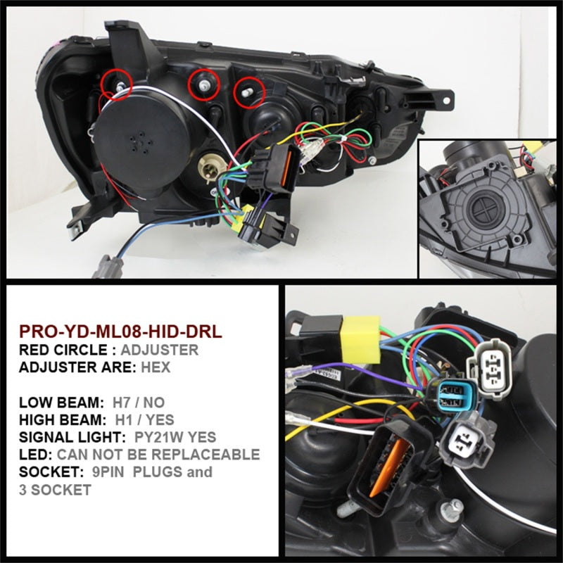 Load image into Gallery viewer, Spyder Mitsubishi Lancer/EVO-10 08-14 Projector Xenon/HID- LED Halo DRL Blk PRO-YD-ML08-HID-DRL-BK
