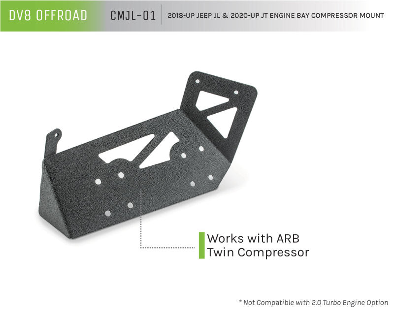 Load image into Gallery viewer, DV8 Offroad 2018+ Jeep JL / JT Engine Bay Compressor Mount
