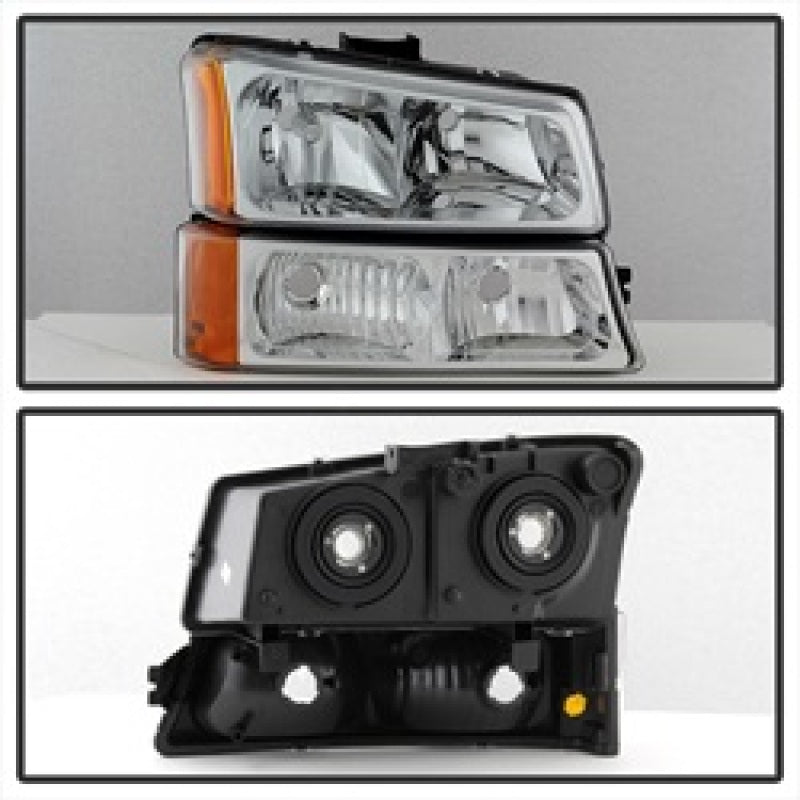 Load image into Gallery viewer, Xtune Chevy Silverado 2500HD 03-06 Crystal Headlights w/ Bumper Lights Chrome HD-JH-CSIL03-AM-C-SET
