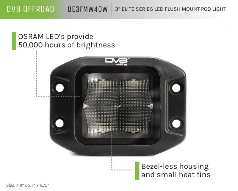 Load image into Gallery viewer, DV8 Offroad Elite Series 3in Cube LED Light 40W Spot 3W LED
