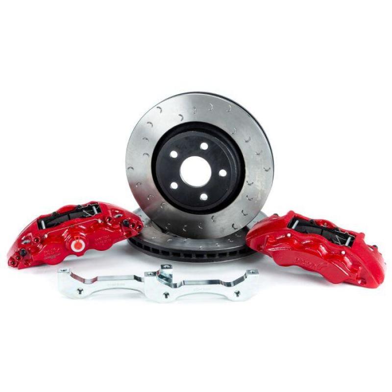 Load image into Gallery viewer, Alcon 2018+ Jeep JL 350x32mm Rotors 6-Piston Red Calipers Front Brake Upgrade Kit

