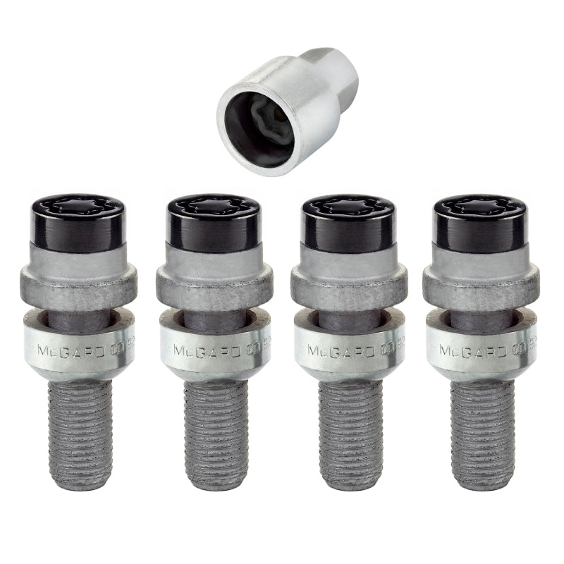 Load image into Gallery viewer, McGard Wheel Lock Bolt Set - 4pk. (Radius Seat) M14X1.5 / 17mm Hex / 28.2mm Shank Length - Black
