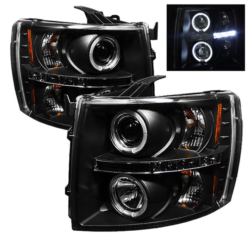 Load image into Gallery viewer, Spyder Chevy Silverado 1500 07-13 Projector Headlights LED Halo LED Blk PRO-YD-CS07-HL-BK
