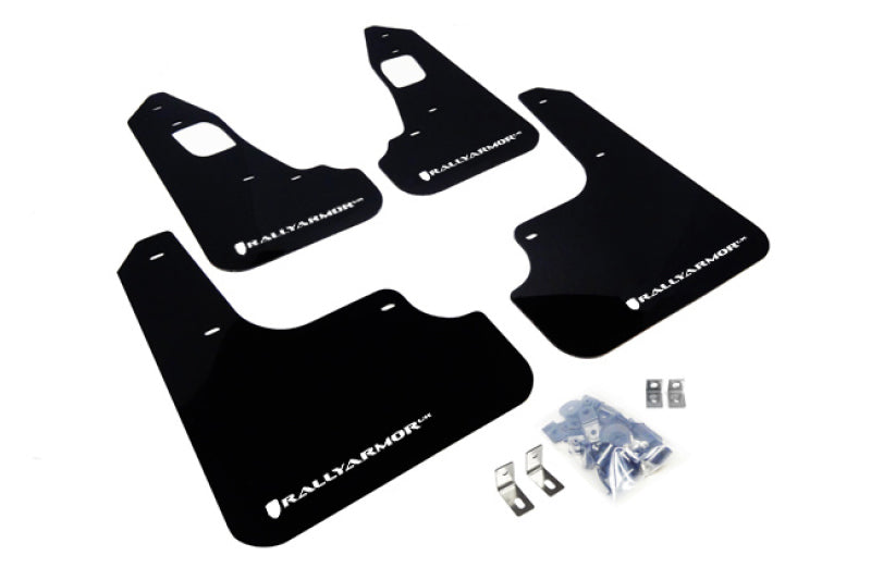 Load image into Gallery viewer, Rally Armor 08-17 Mitsubishi EVO X Black UR Mud Flap w/ White Logo

