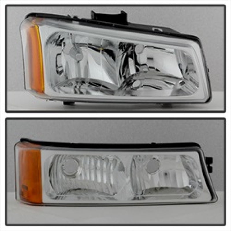 Load image into Gallery viewer, Xtune Chevy Silverado 2500HD 03-06 Crystal Headlights w/ Bumper Lights Chrome HD-JH-CSIL03-AM-C-SET
