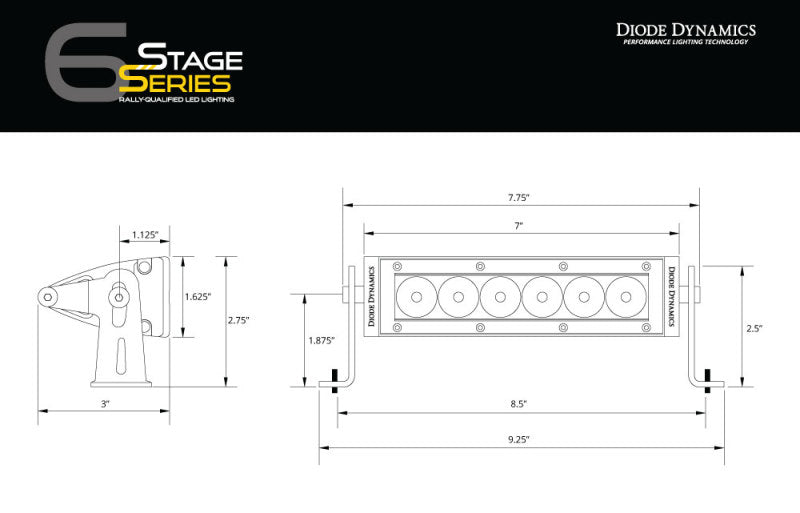 Load image into Gallery viewer, Diode Dynamics 6 In LED Light Bar Single Row Straight SS6 - Amber Wide Light Bar (Pair)
