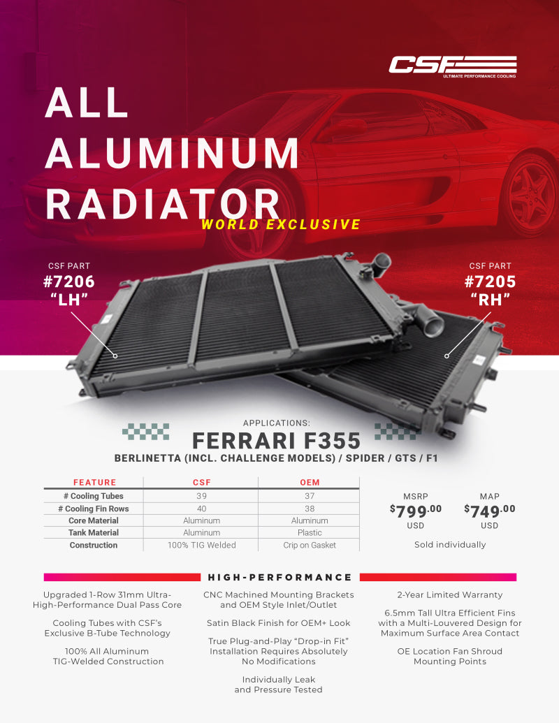 Load image into Gallery viewer, CSF Ferrari F355 High Performance All-Aluminum Radiator - Left
