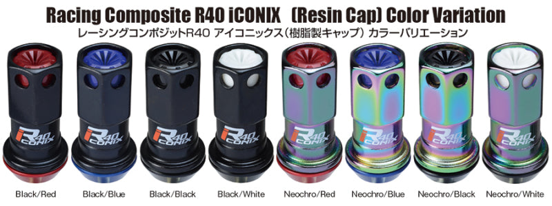 Load image into Gallery viewer, Project Kics 16+4 Locks Neocro R40 Iconix W/ Plastic Cap (Black) - 12X1.25
